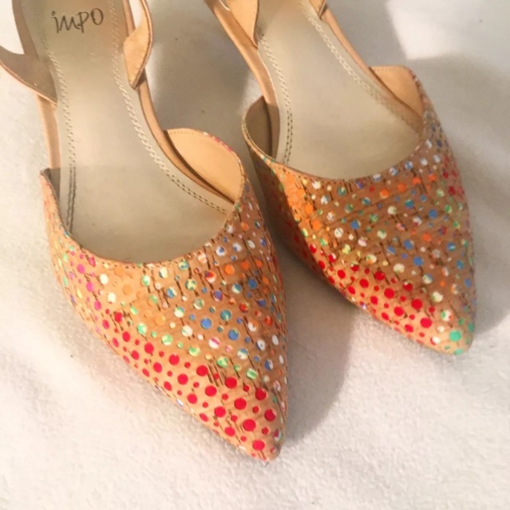 Impo Rainbow Fleck Cork Slingback Shoes Size 9